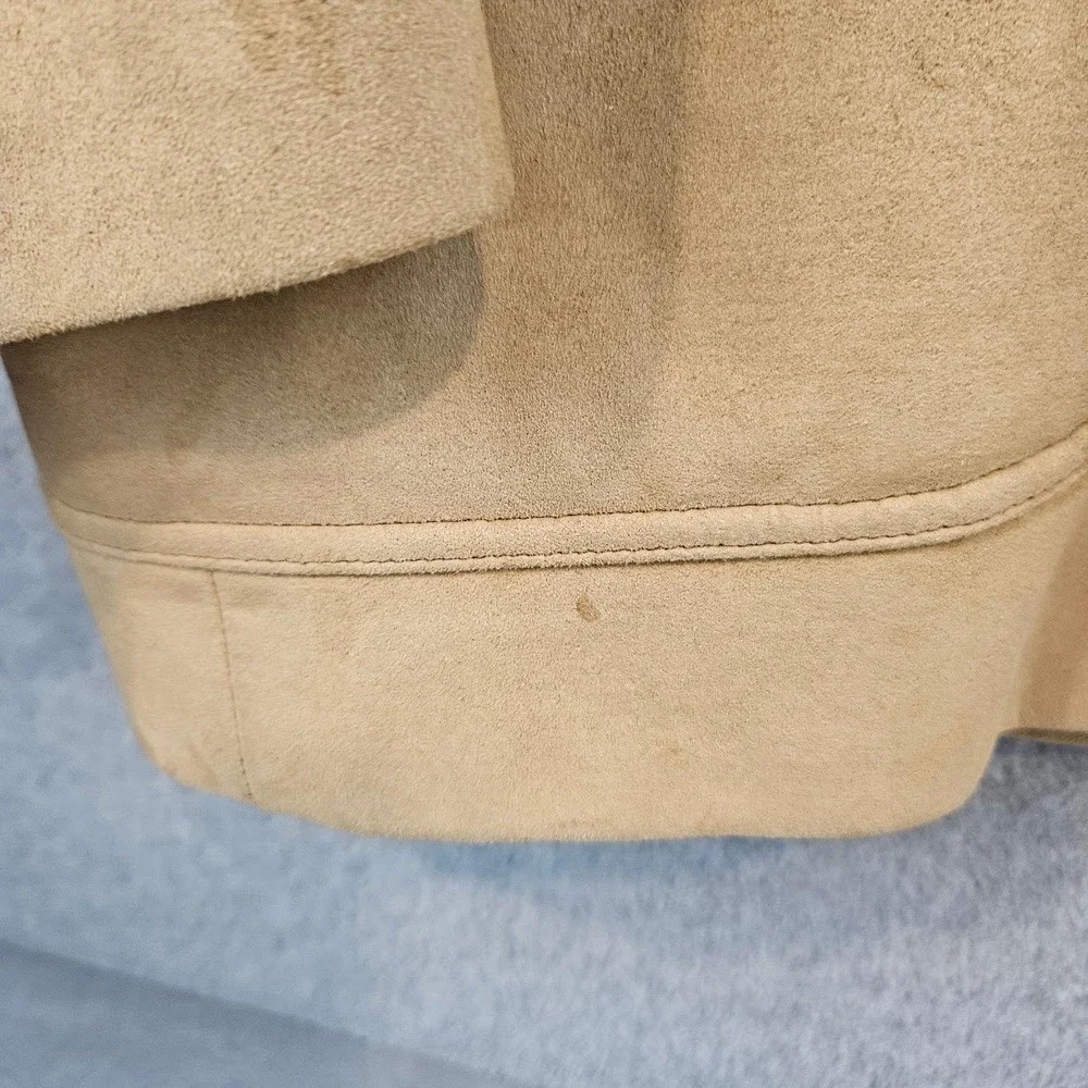 Vintage Vals Mens Wear Camel Tan Suede Leather Blazer Sport Coat 46L USA Made